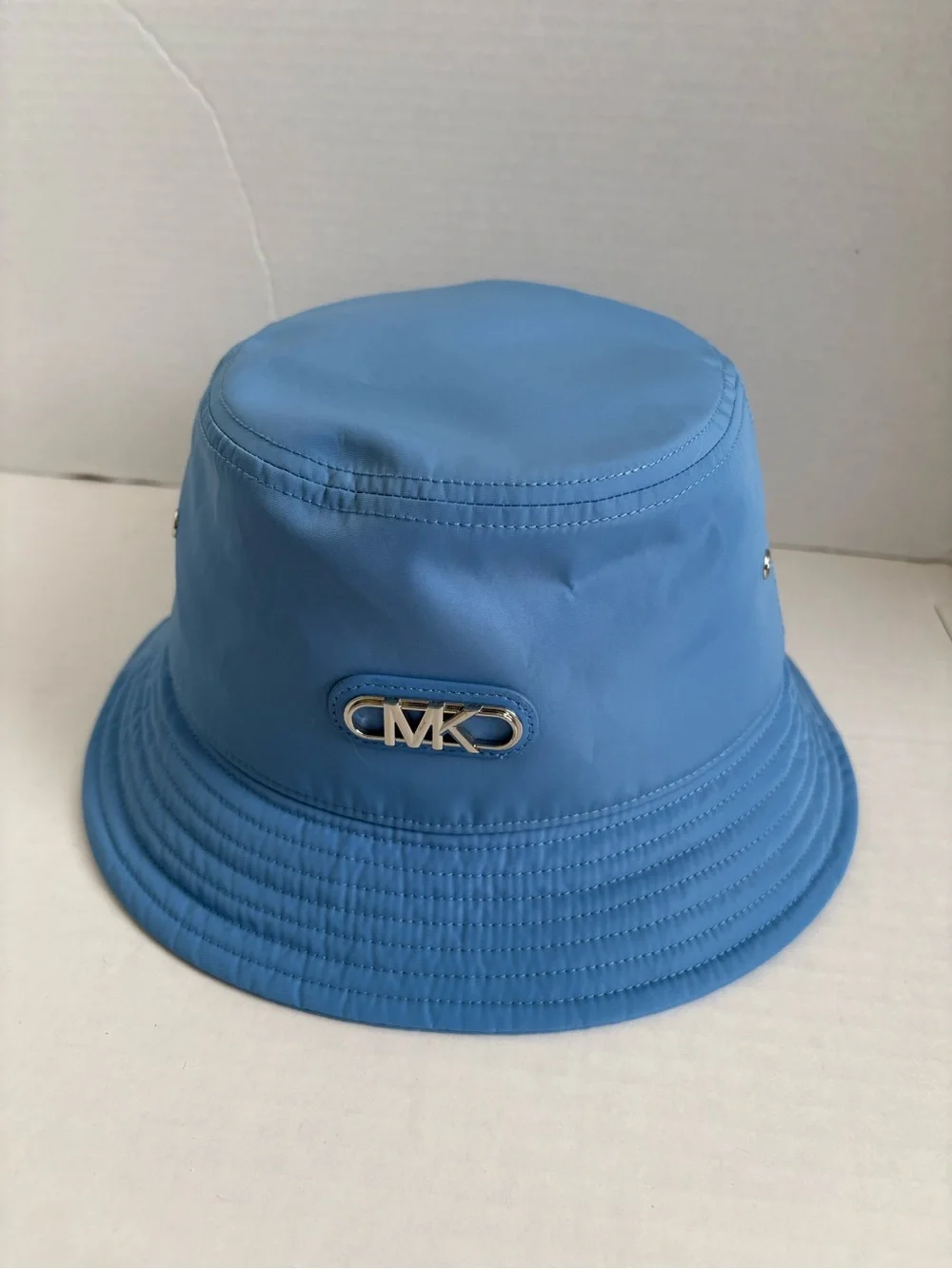 Michael Kors Blue Bucket Hat One Size Logo Solid Polyester Women